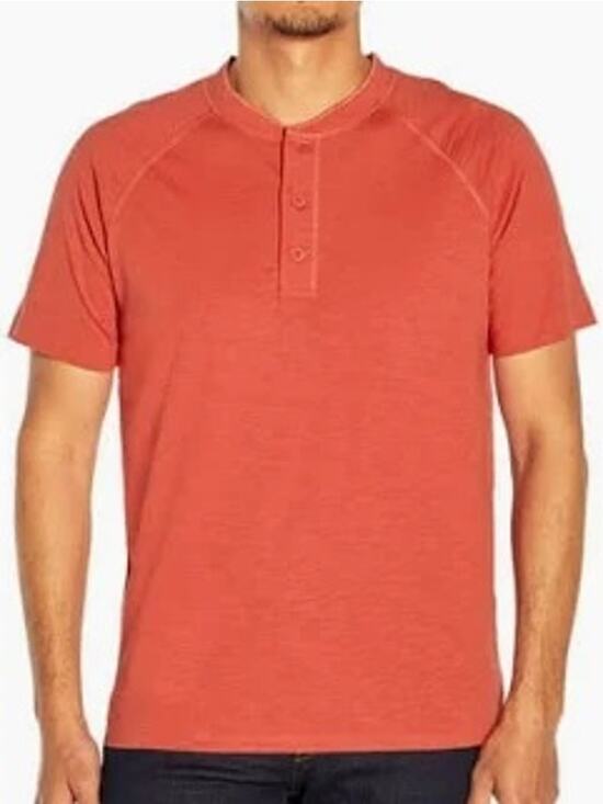 GAP Other - Gap Men Henley Short Sleeve Tee Casual Red Raglan Sleeves Cotton Basics Medium